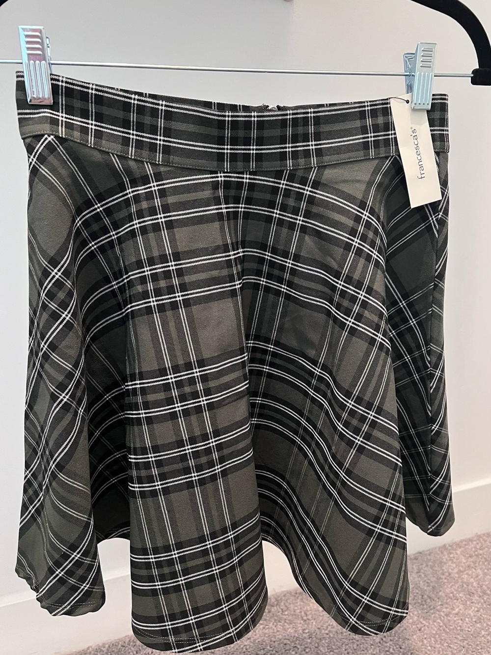 Francesca's Green Plaid Circle Skirt